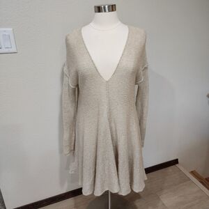 Free People Dancing in the Forest Sweater Dress Tunic Wool Alpaca Blend Large